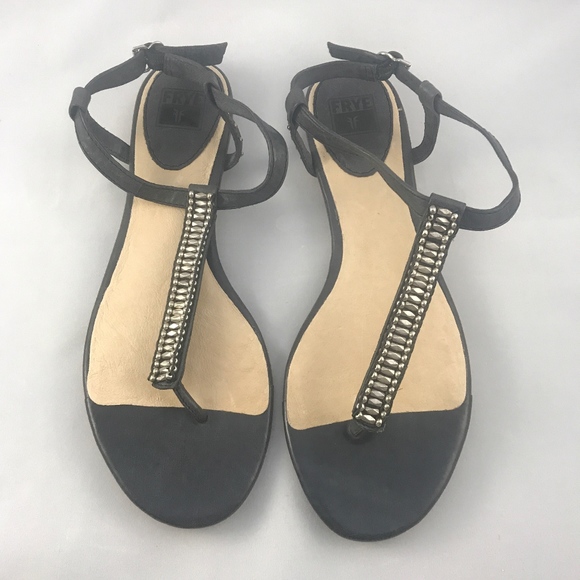 Frye Shoes - Frye Leather Laurel Bead T Sandals Gray Shoes 8.5